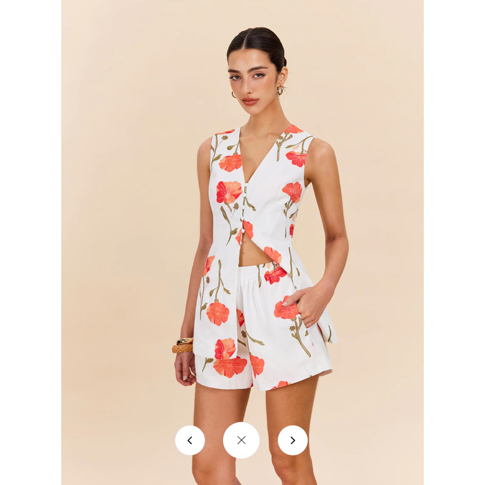 Copied - Commense Floral Button-Front Shorts Set Sz S